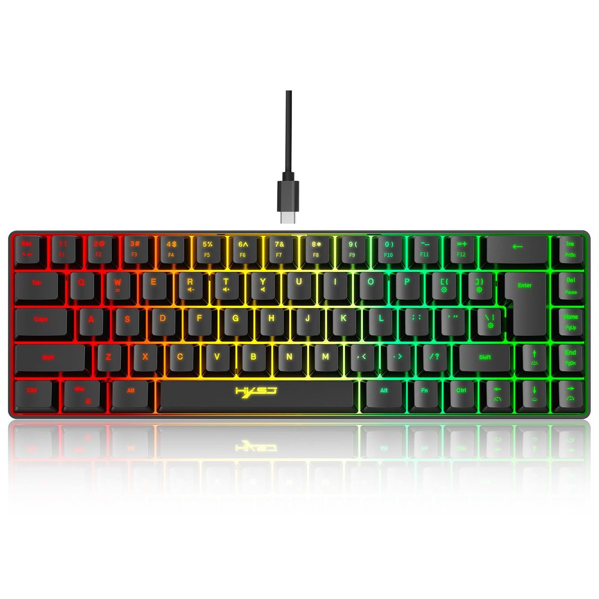 HXSJ V200 Wired K68 RGB Streamer Mini Gaming Keyboard 19-Key Conflict-Free Membrane Keyboard but Mechanical Feel for Game/Office