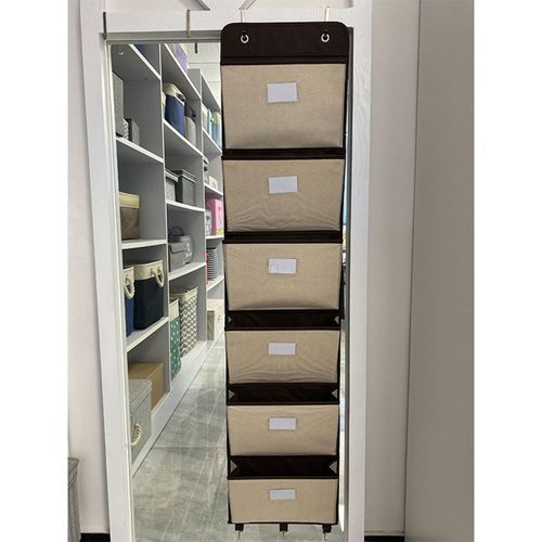 Over The Door File Organizer 6 Large Pocket Hanging File Folder Document Wall Mount Storage Holder For Magazine Notebook Beige