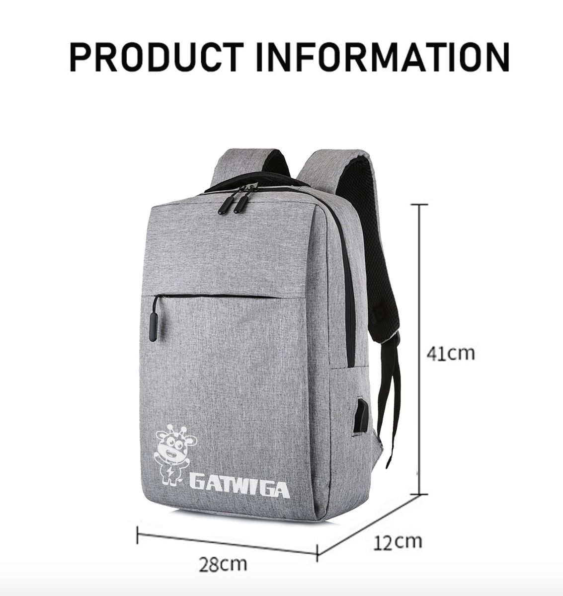 Gray Casual Bag Business Laptop Backpack