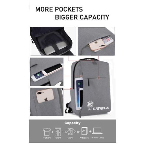 Gray Casual Bag Business Laptop Backpack
