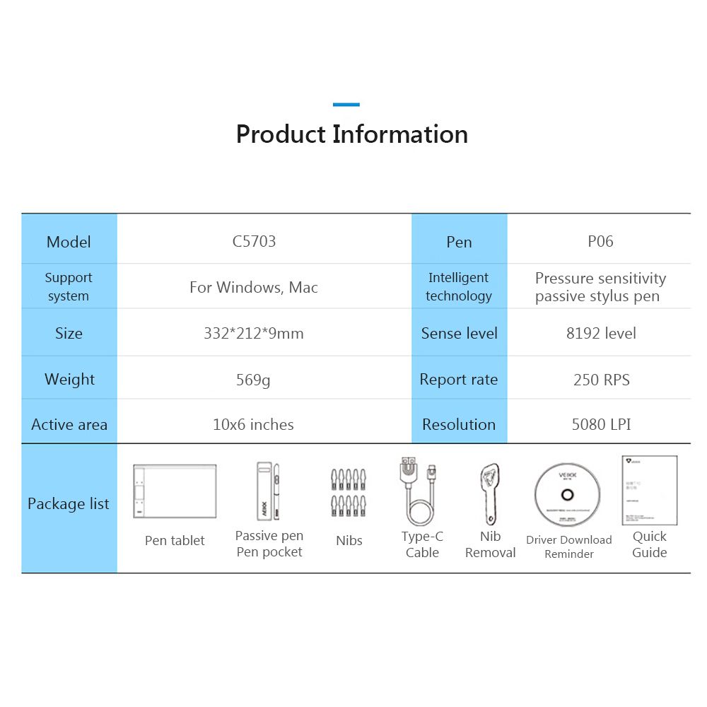 Digital Graphics Drawing Tablet 10*6 Inch Pen Tablet