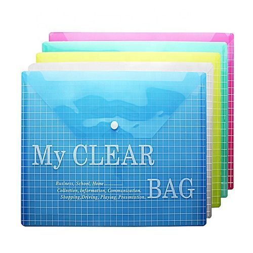12X A4 Clear Bag Plastic Popper Files Folders Multi Color