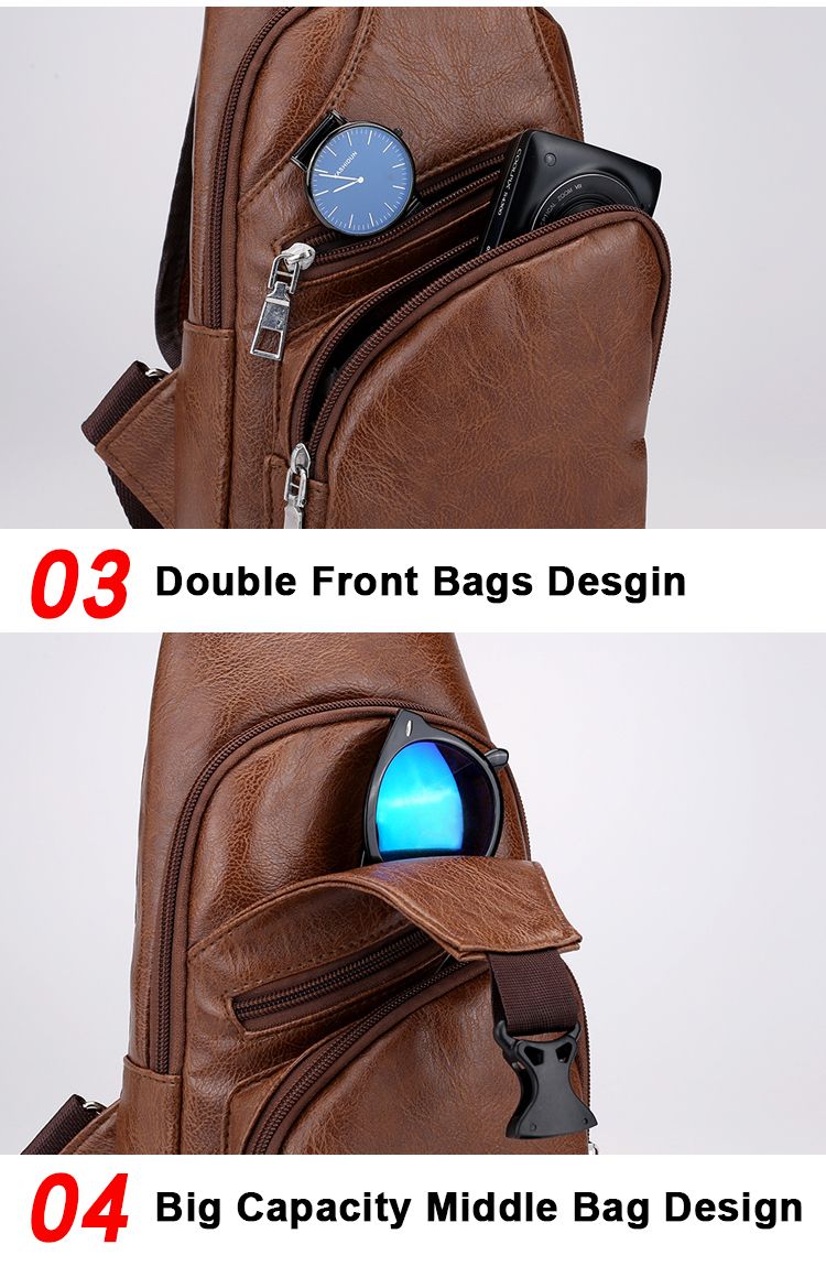 PU Fabric Casual Shoulder Bag Chest Bag Crossbody Bag