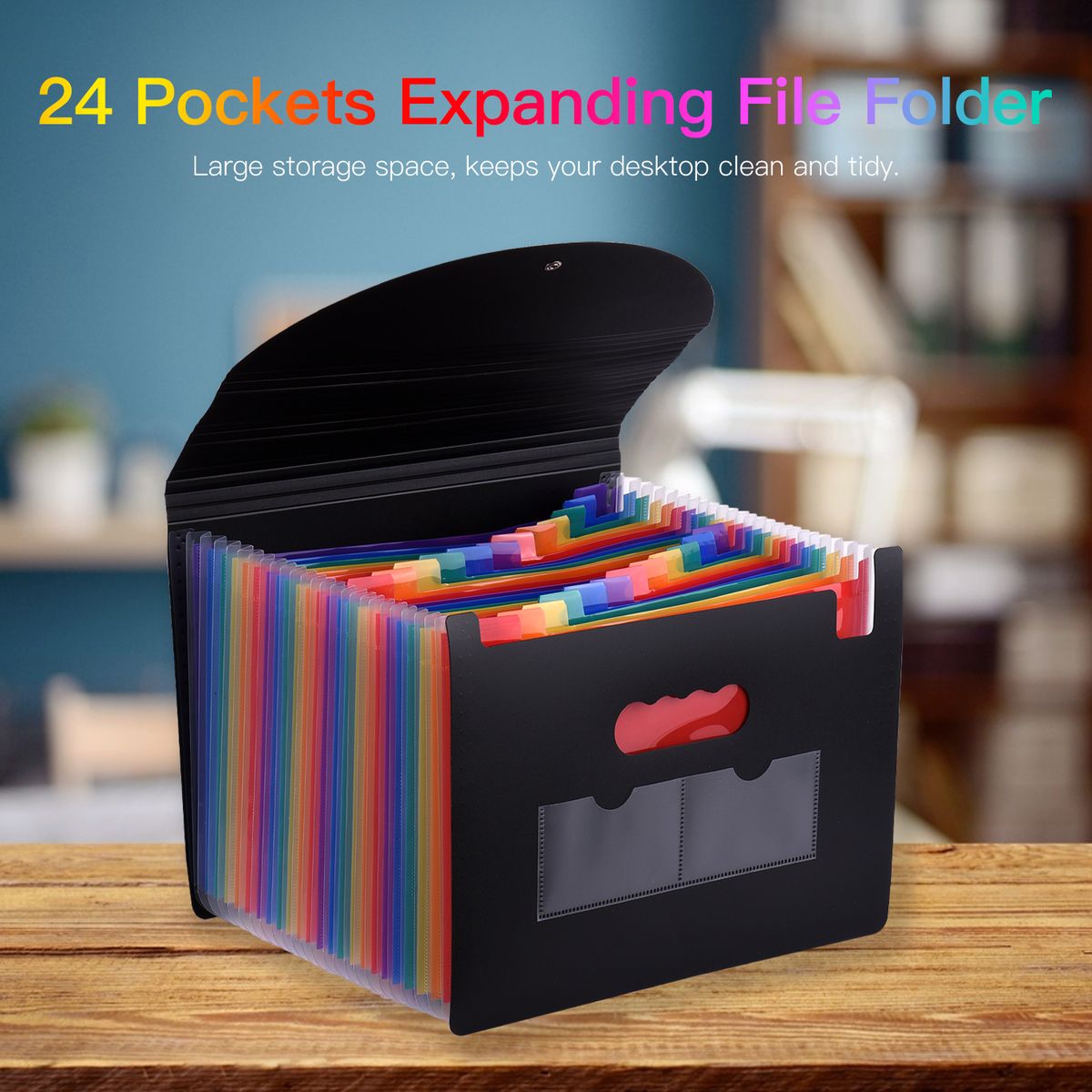 24 Pockets Expanding File Folder With Cover Accordian File