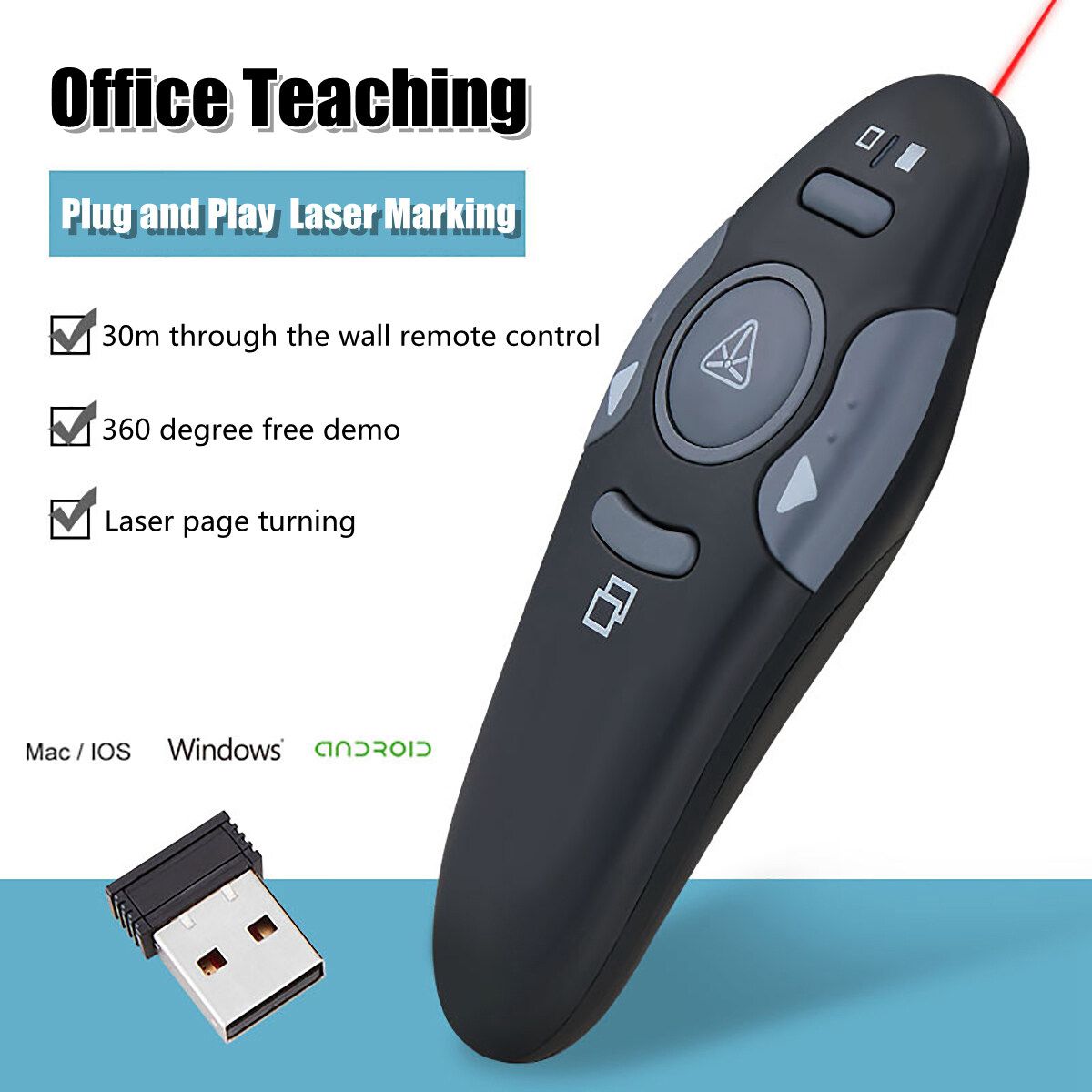 Wireless USB Power2.4GHz PPT Point Presenter Remote Control Laser Point