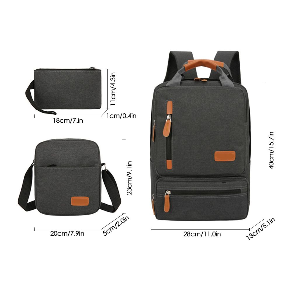 3pcs Backpack Set Laptop Backpack Shoulder Bag Small Pocket
