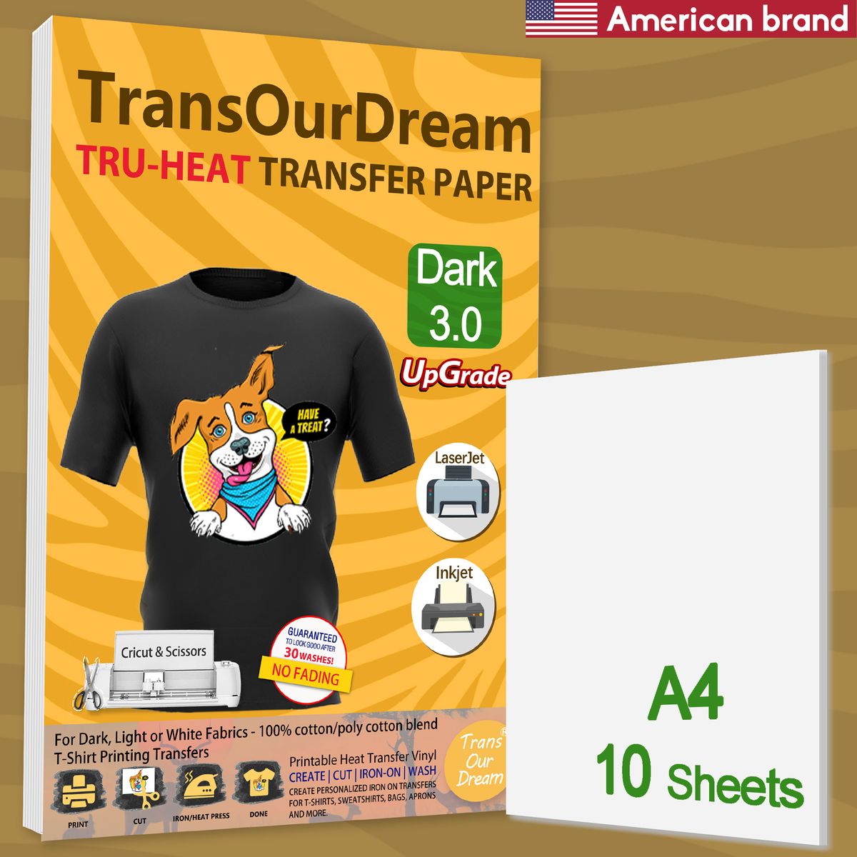 Tru-Heat Paper T-shirt Printing For Inkjet & laserjet Printers 3.0 A4 - 10 Pieces.