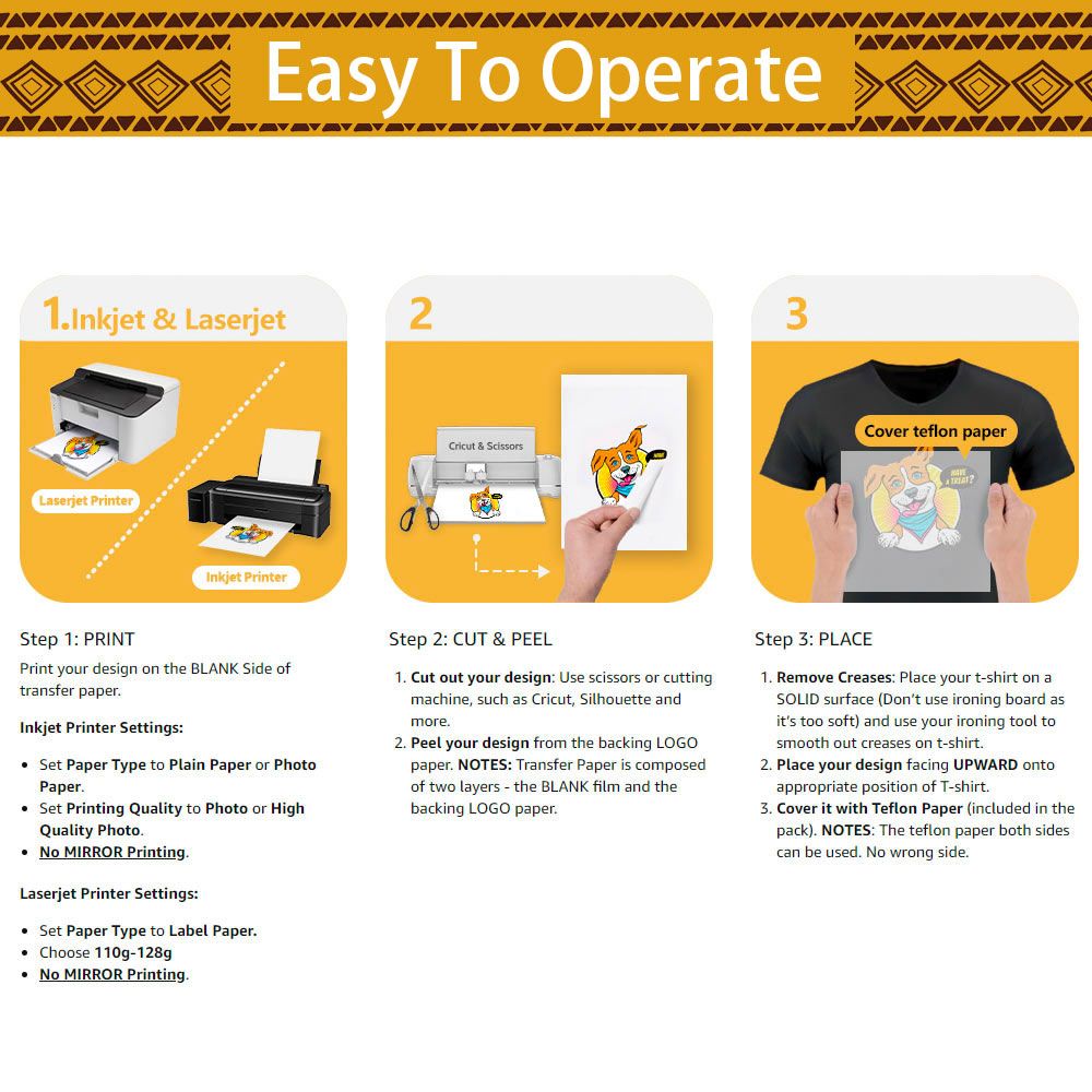 Tru-Heat Paper T-shirt Printing For Inkjet & laserjet Printers 3.0 A4 - 10 Pieces.