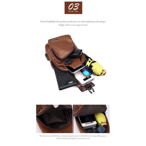 Leather Casual Shoulder Bag Chest Bag Crossbody Bag