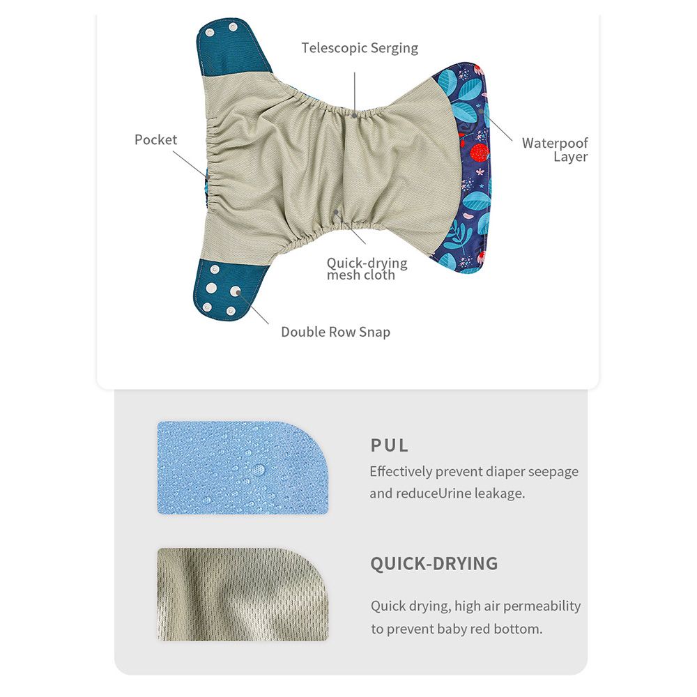 4pcs/pack Baby Cloth Diapers Washable Reusable Pocket Cloth