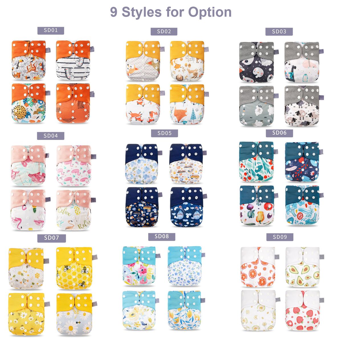 4pcs/pack Baby Cloth Diapers Washable Reusable Pocket Cloth