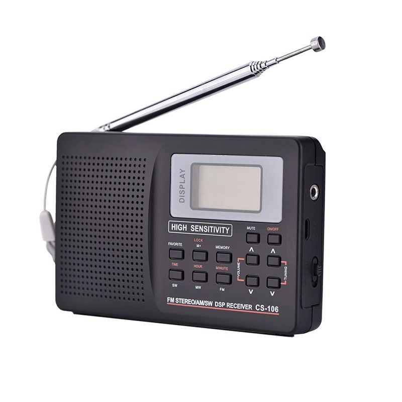 Portable Digital World Full Band Radio Receiver AM/FM/SW/MW Radio With External  QJY99