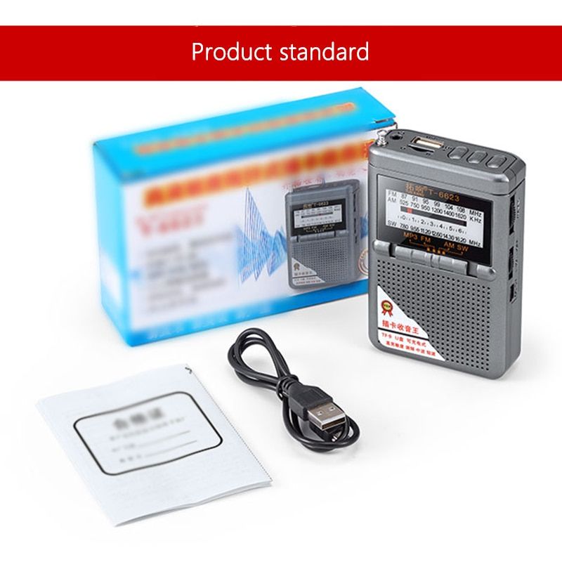 Full Band Radio FM AM SW Radio World Receiver With Display Speaker 88-108MHz Support TF Card Headphone Jack Mini Pocket Radio