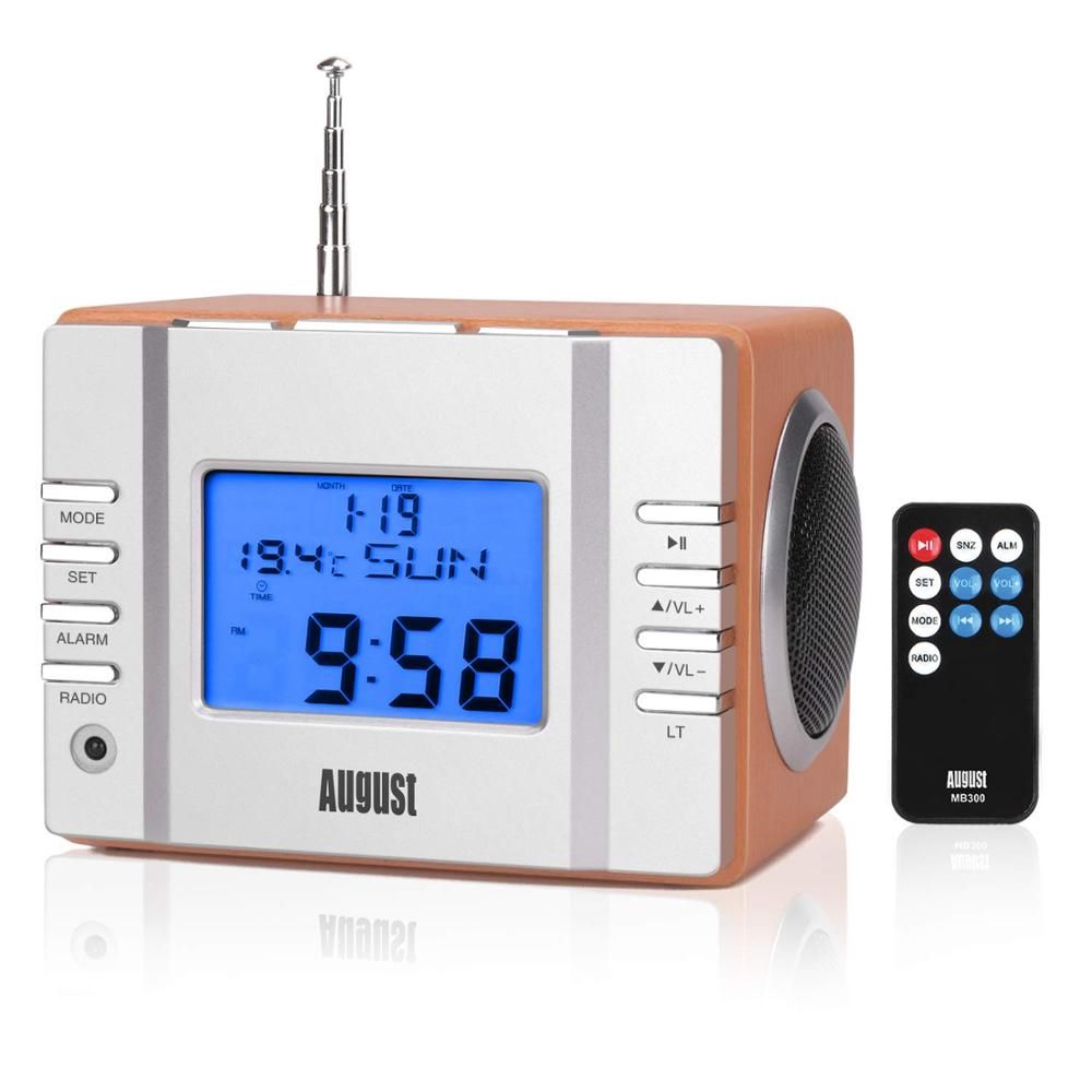 MB300 Wood Mini Portable Radio Receiver With MP3 Player FM Radio USB In/Aux IN/SD Card/Alarm Clock Speakers Rechargeable