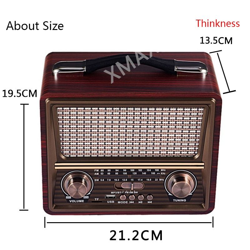 220V Retro Luxury Band Bluetooth Speaker Radio Receiver Rechargeable FM/AM/SW SUPPORT USB/SD/TF HIFI Sterero Mp3 Player