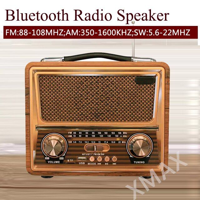 220V Retro Luxury Band Bluetooth Speaker Radio Receiver Rechargeable FM/AM/SW SUPPORT USB/SD/TF HIFI Sterero Mp3 Player