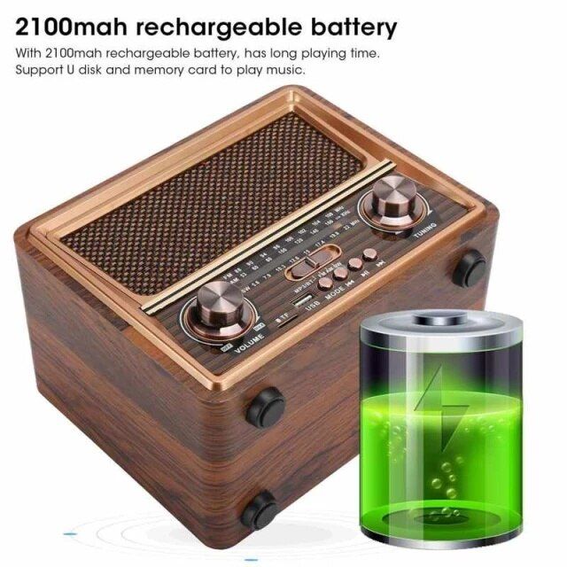 220V Retro Luxury Band Bluetooth Speaker Radio Receiver Rechargeable FM/AM/SW SUPPORT USB/SD/TF HIFI Sterero Mp3 Player