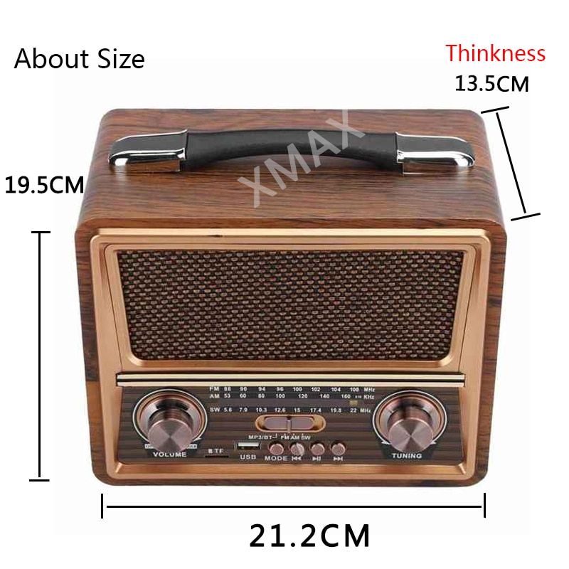 220V Retro Luxury Band Bluetooth Speaker Radio Receiver Rechargeable FM/AM/SW SUPPORT USB/SD/TF HIFI Sterero Mp3 Player