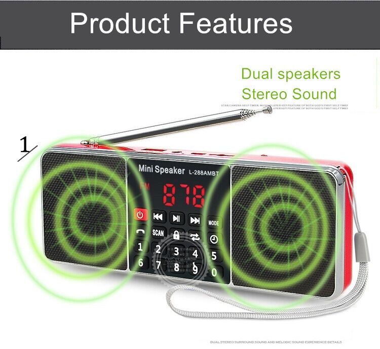 L-288AM Super BBluetooth AM FM Radio With TF USB AUX Handsfree LED Display
