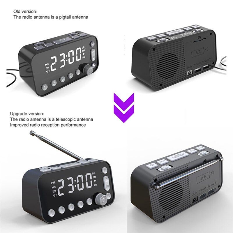 Dab Digital Alarm Radio Player Home Portable Rechargeable B
