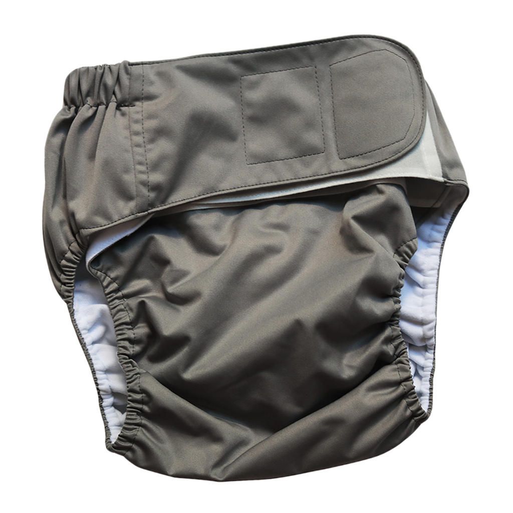 Reusable Adult Cloth Diapers Pants Washable One Size Incontinence Gray