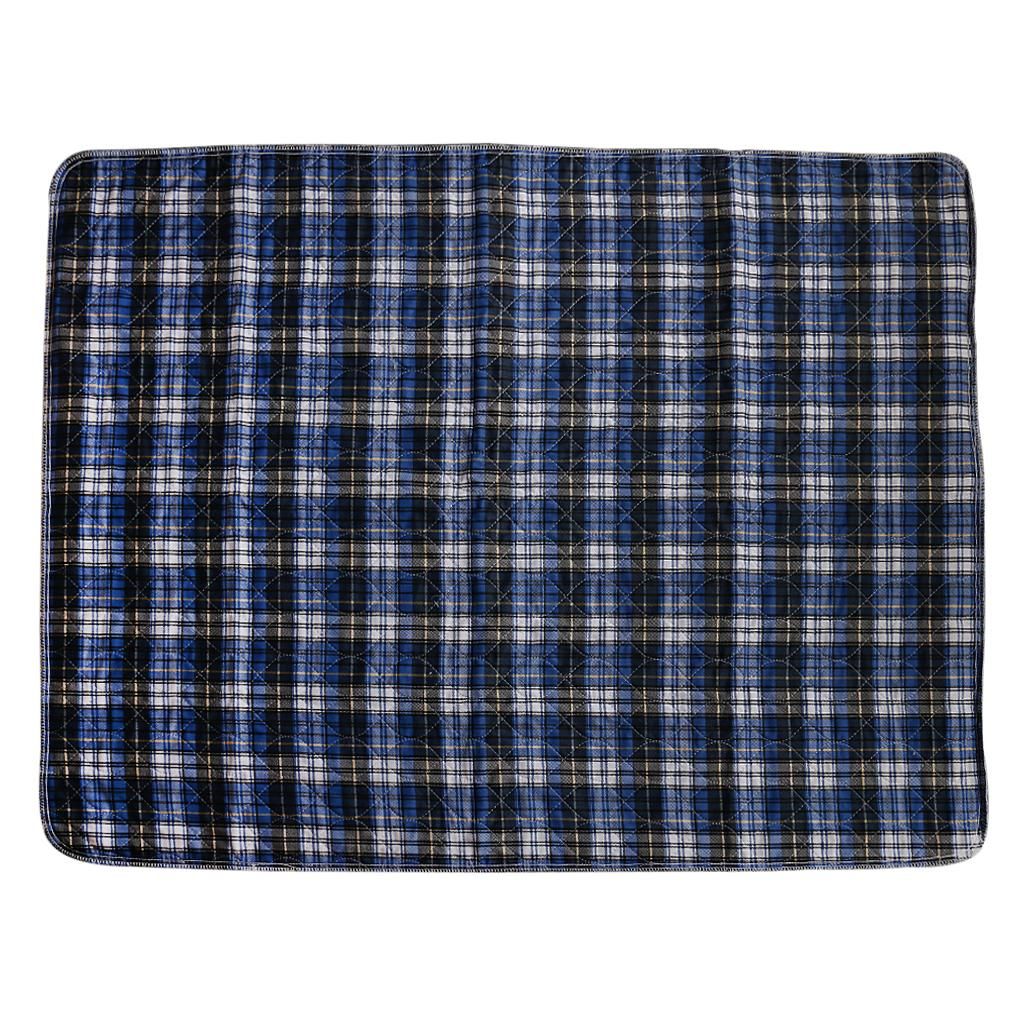 Reusable Underpad Absorbent Bedwetting Bedpad Bed 60x90cm Blue Grid