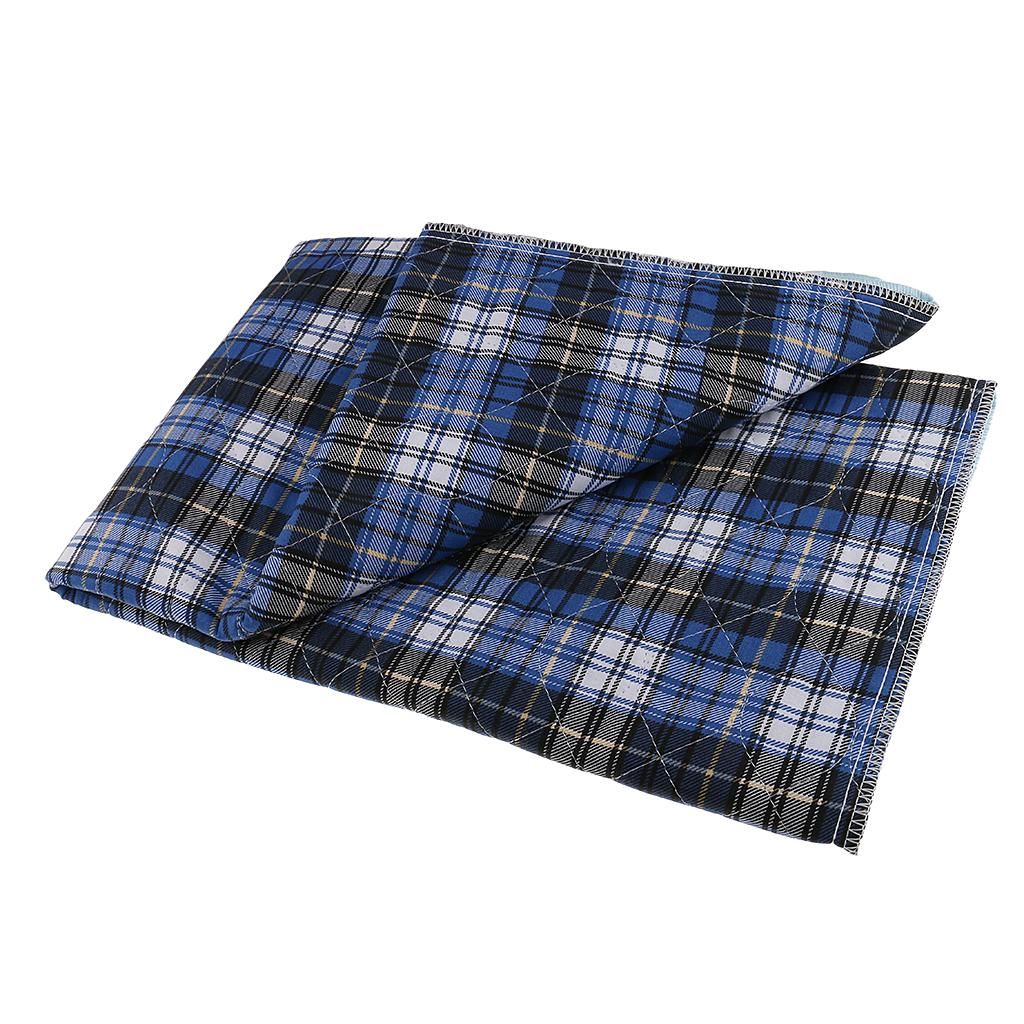 Reusable Underpad Absorbent Bedwetting Bedpad Bed 60x90cm Blue Grid