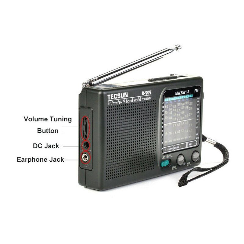 1pcs Tecsun R-909 Radio Fm Mini Radio Handheld Digital Play