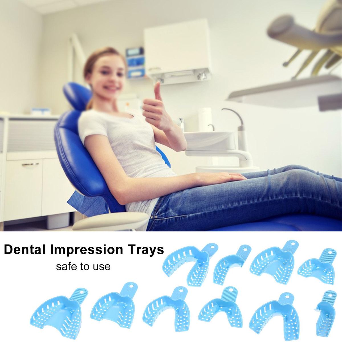 10PCS Dental Impression Trays Dental Supply Teeth Holder Plastic Dentist Tools
