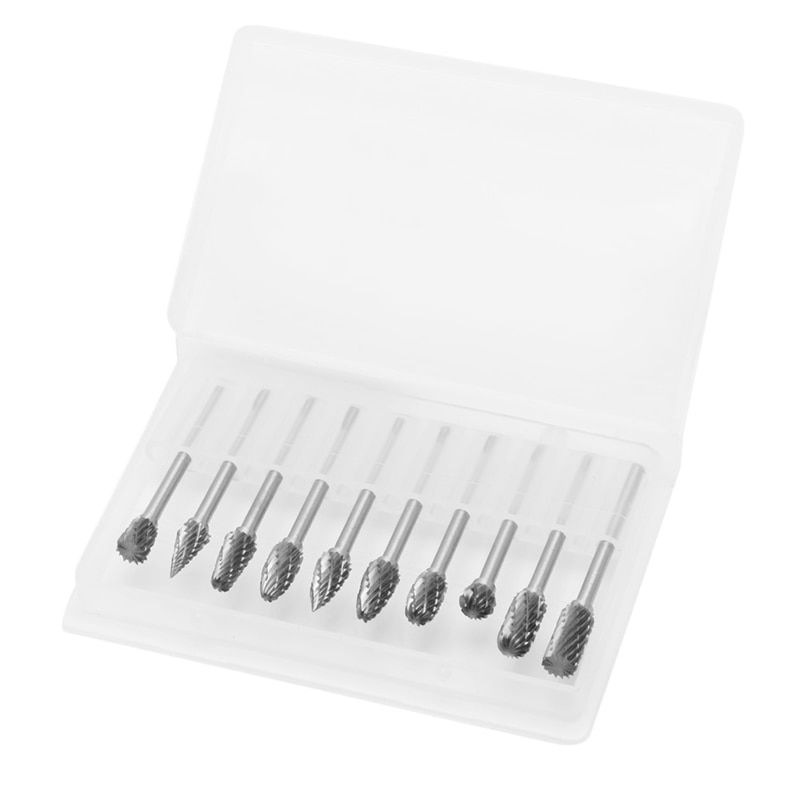 10Pc 1/8" 6mm Tungsten Carbide Cutter Rotary Burr Set CNC Engraving Bit Tool