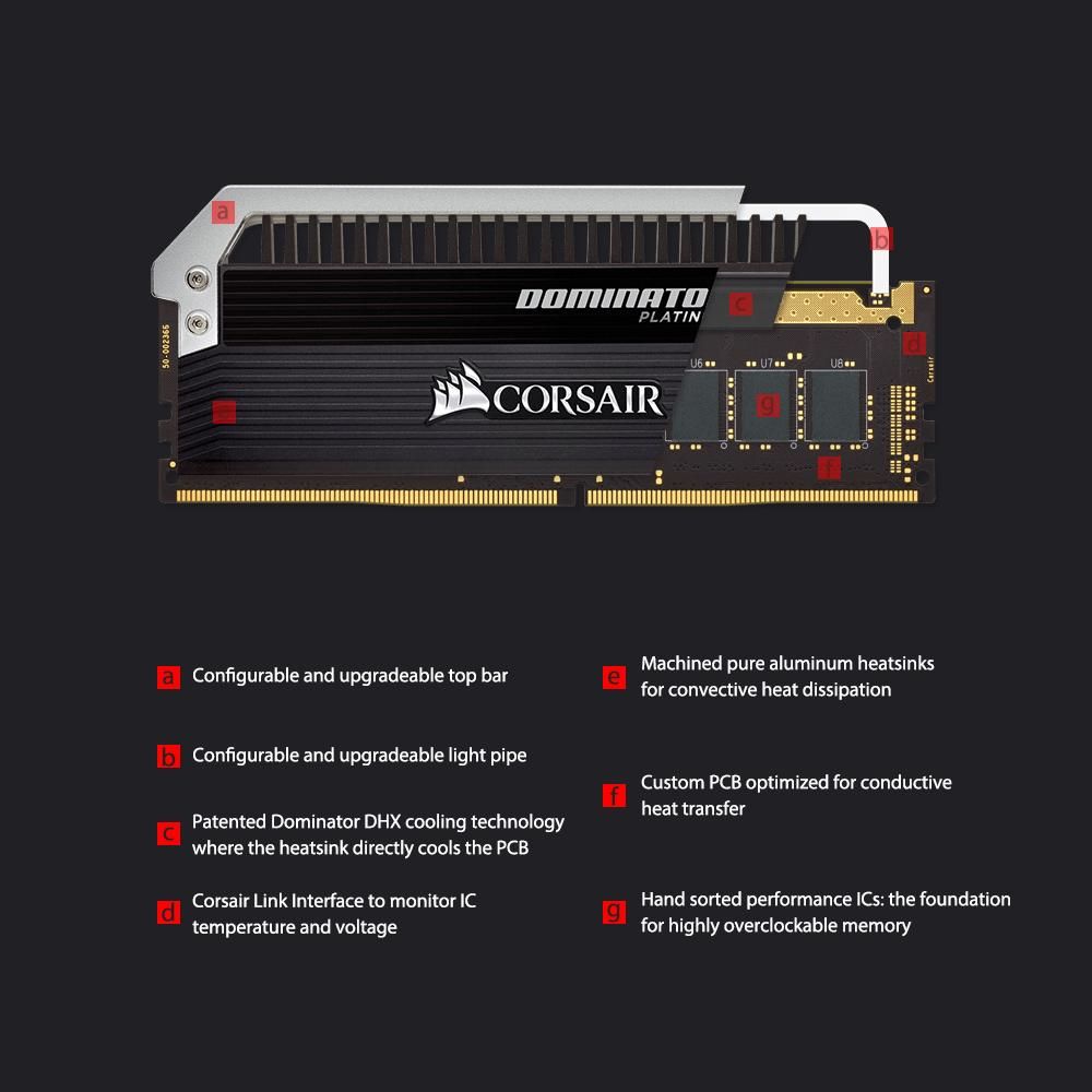 Corsair Dominator Platinum Series 16GB (2 x 8GB) DDR4 DRAM 3000MHz C15 288-Pin Memory Kit CMD16GX4M2B3000C15