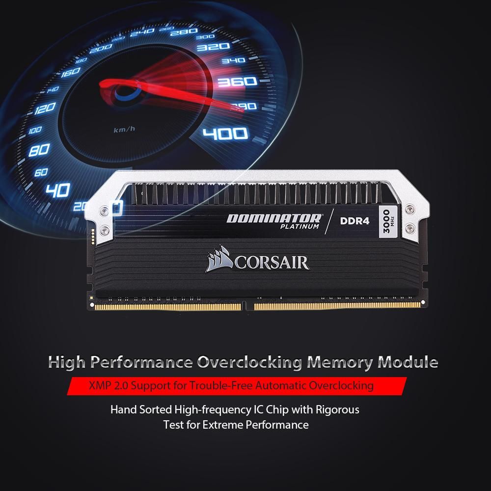 Corsair Dominator Platinum Series 16GB (2 x 8GB) DDR4 DRAM 3000MHz C15 288-Pin Memory Kit CMD16GX4M2B3000C15