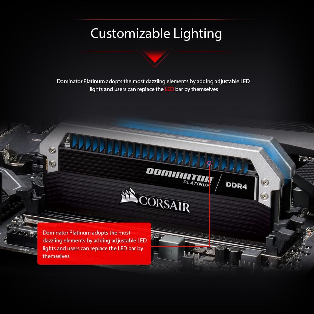 Corsair Dominator Platinum Series 16GB (2 x 8GB) DDR4 DRAM 3000MHz C15 288-Pin Memory Kit CMD16GX4M2B3000C15