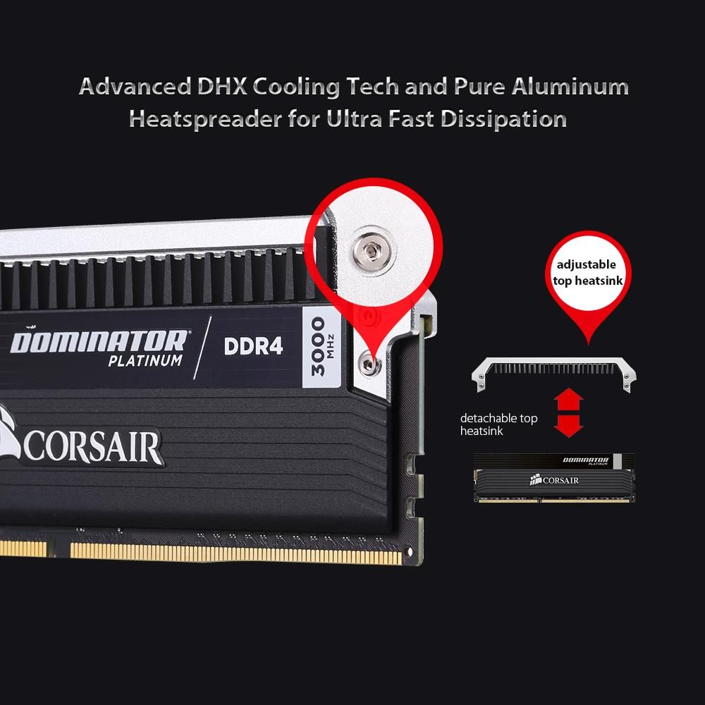 Corsair Dominator Platinum Series 16GB (2 x 8GB) DDR4 DRAM 3000MHz C15 288-Pin Memory Kit CMD16GX4M2B3000C15