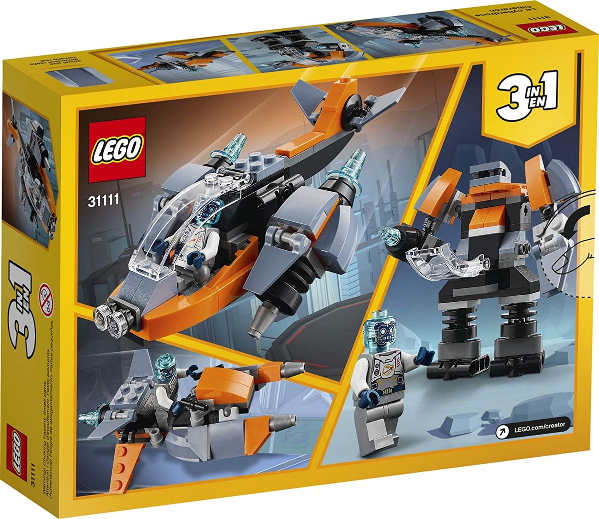 Creator 3in1 Cyber Drone 31111 Building Kit Featuring A Cyber Drone (113 Pieces)