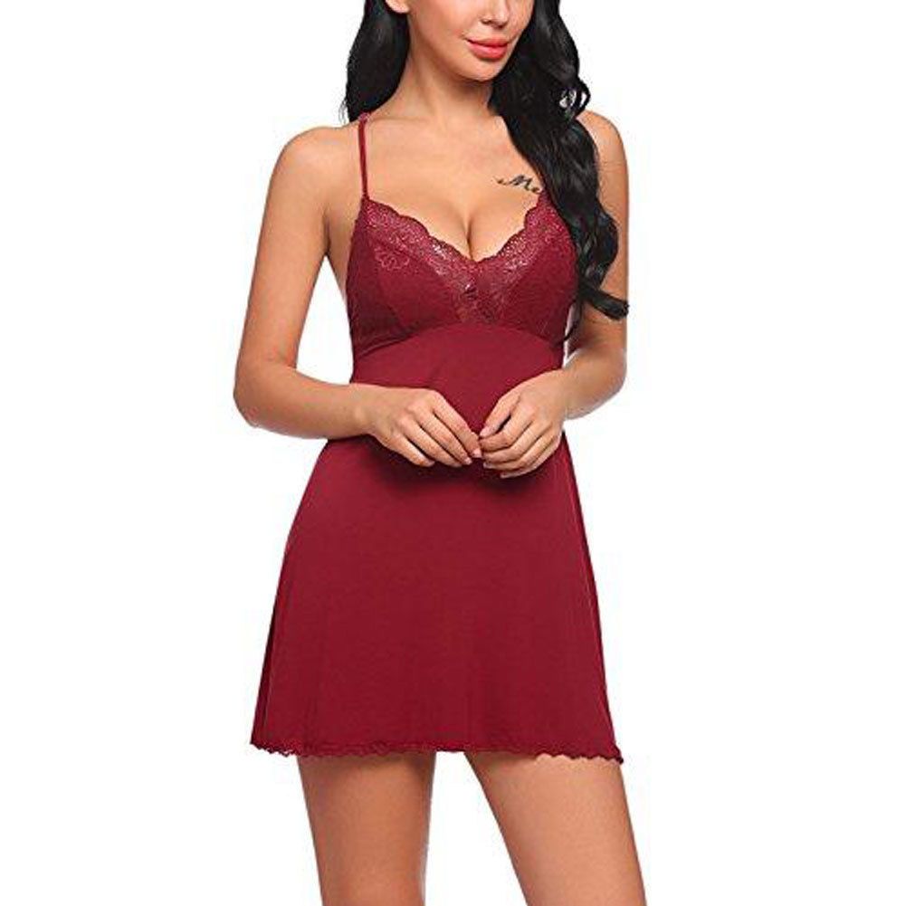 Women's Pajamas  Gown Night Dresses Sexy Sleep Wear Dress Women Lace Sleepwear