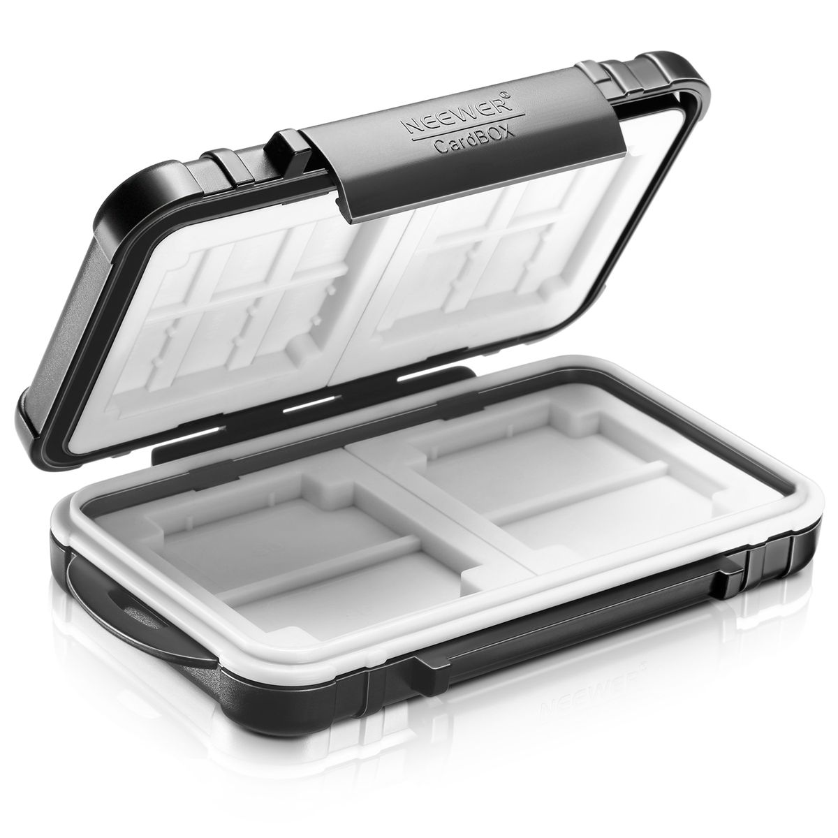 14 Slots Memory Card Case Holder, Durable Waterproof Anti-Shock Storage Protector Card Box For 10 Micro SD Cards/10 TF Cards/2 CF Cards And 4 SD Cards/4 XD Cards/2 CF Cards (Black)