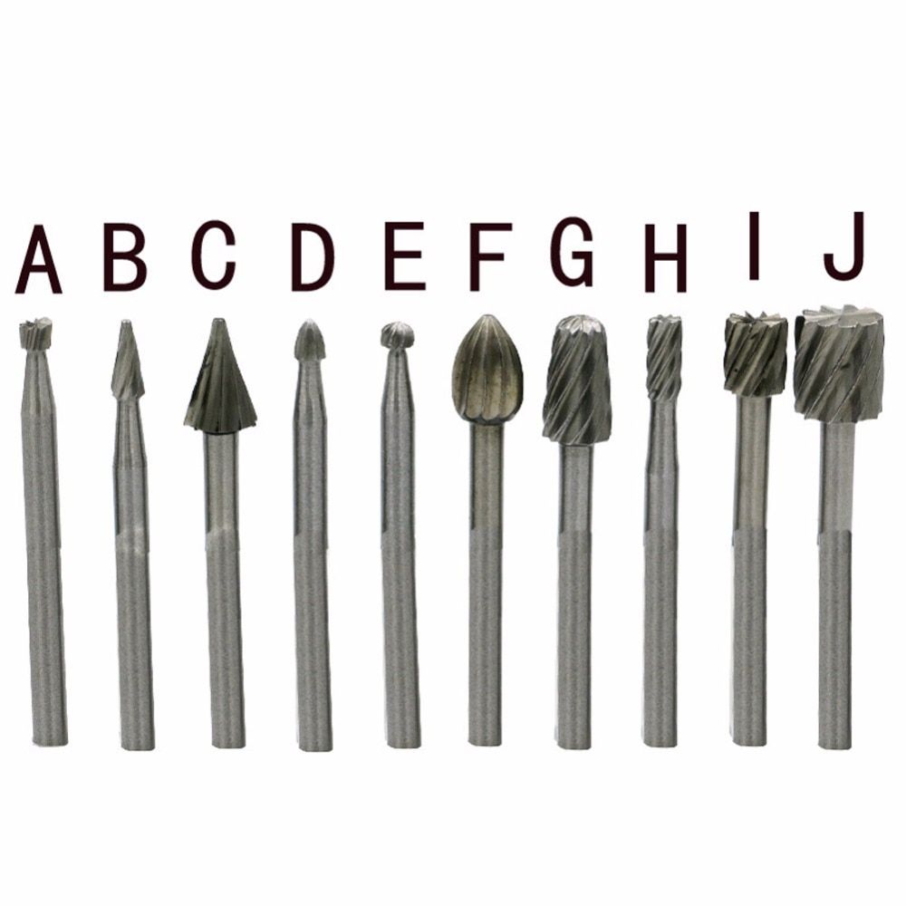 10 Pieces HSS Routing Router Drill Bits Set Dremel Carbide Rotary Burrs Tools WooACd Stone Metal Root Carving Milling Cutter