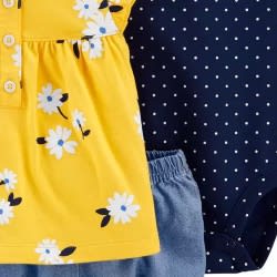 3 - Piece Yellow Floral Little Short Set - 6months