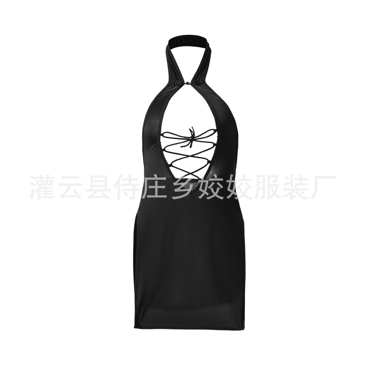 Meinaier sexy underwear shiny transparent lace neck dew tight buttock skirt OL secretary nightclub