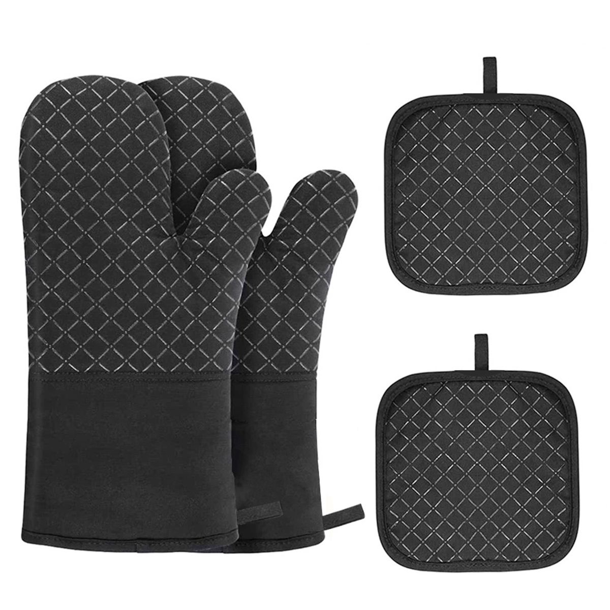 Oven Mitts And Pot Holders 4pcs Set Heat Resistant Oven