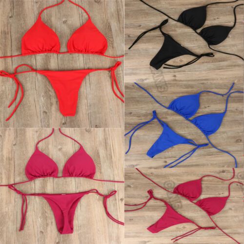 2pcs Bikini Set Padded Bra Women Push-up E Solid Swimwear Bandage Bathing Suit Swimsuit Swimming Suit Black KIP