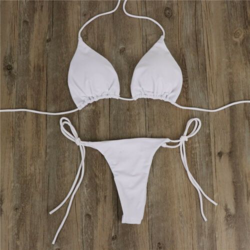 2pcs Bikini Set Padded Bra Women Push-up E Solid Swimwear Bandage Bathing Suit Swimsuit Swimming Suit Black KIP