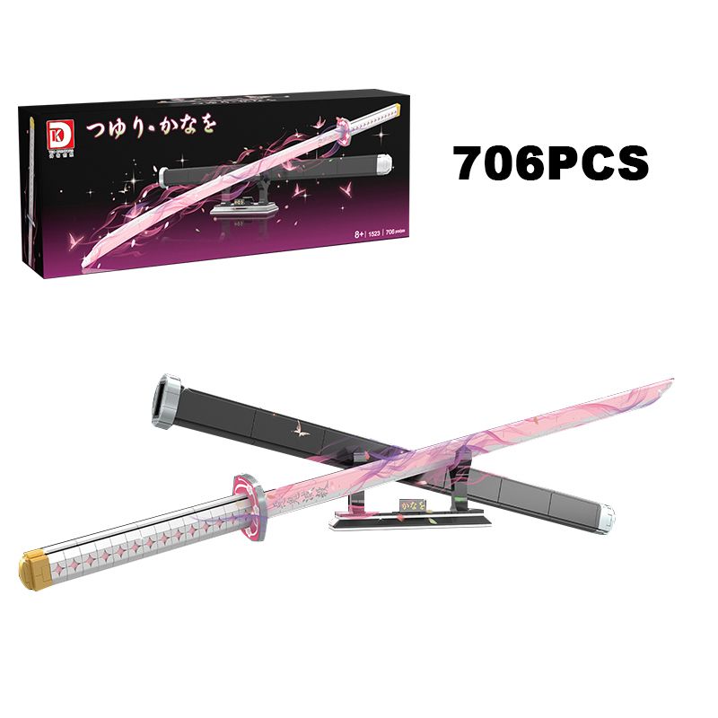 706PCS Demon Slayer Tsuyuri Kanao  Anime Ninja Building Blocks   Toy Katana