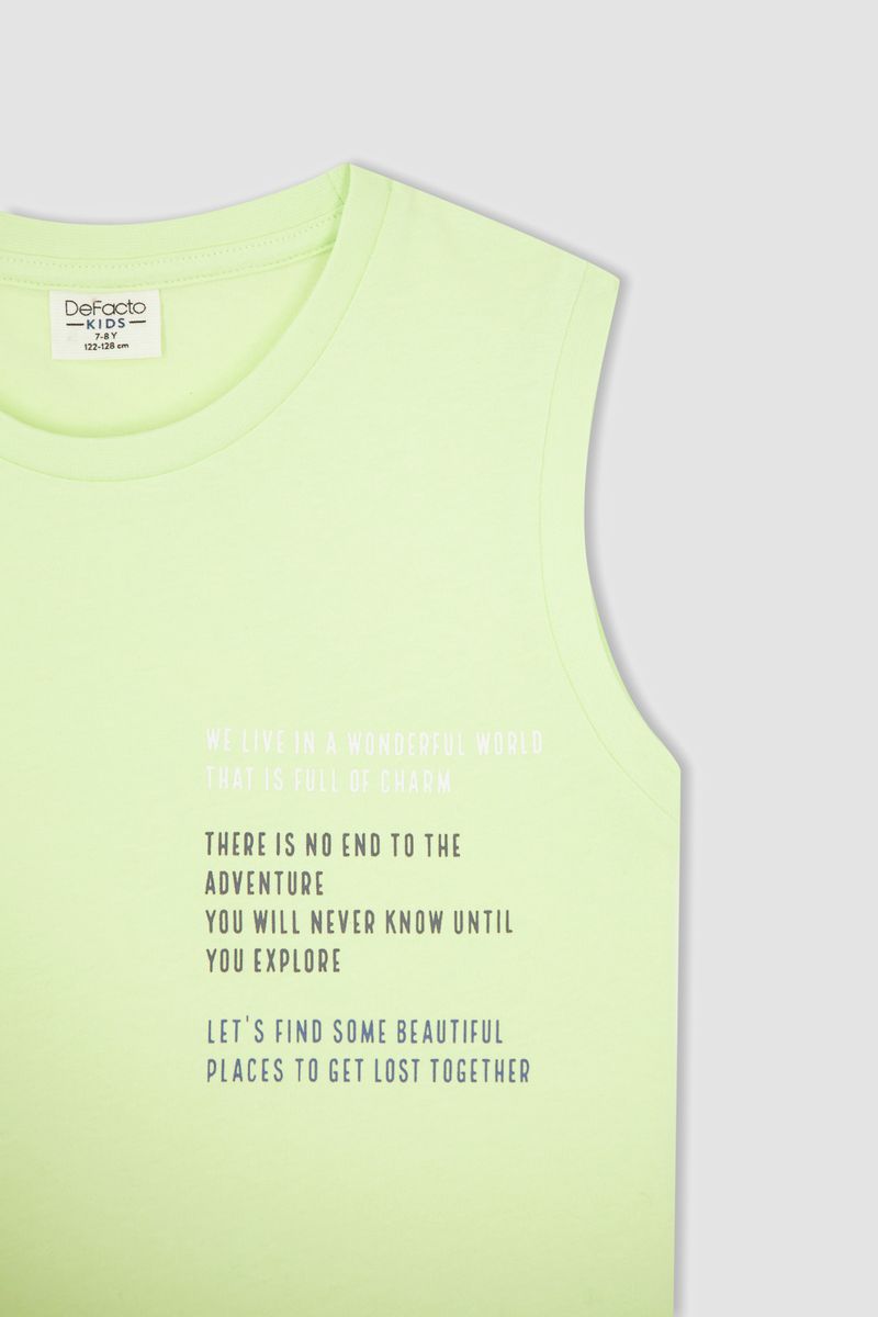 Boy Regular Fit Crew Neck Sleeveless Knitted Athlete - Green