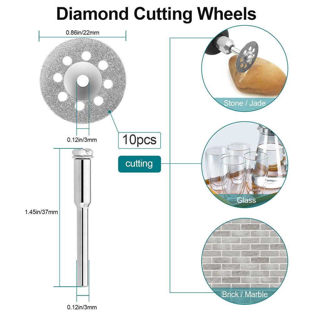 60Pcs Diamond Cutting Wheels Set For Rotary Tool Die Grinder