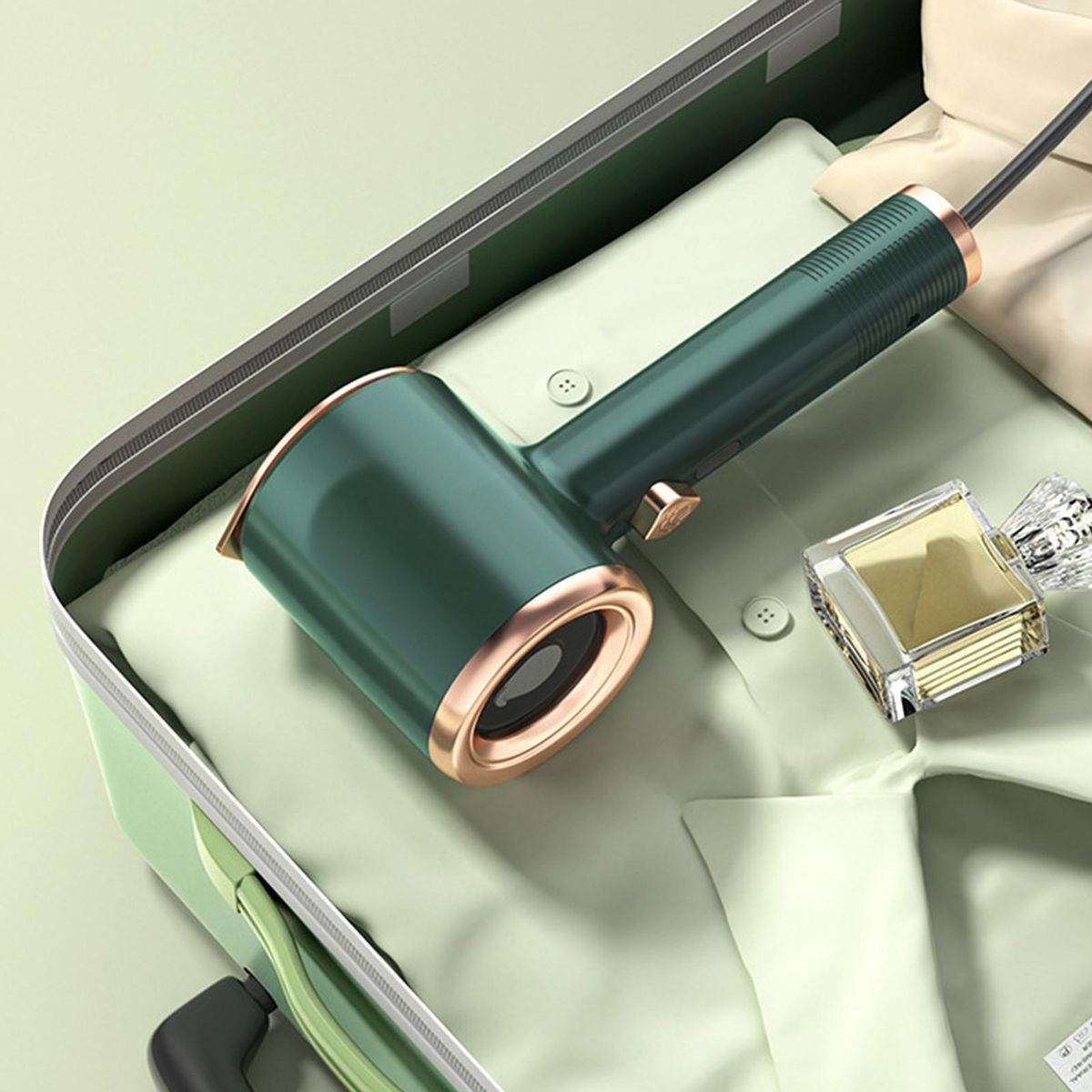 Travel Steamer Compact Handheld Garment Steamer Fast Heating Wrinkle Green