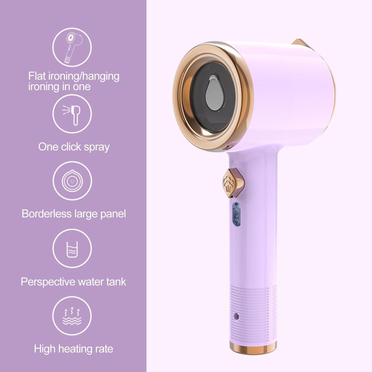 Travel Steamer Compact Handheld Garment Steamer Fast Heating Wrinkle Light Purple