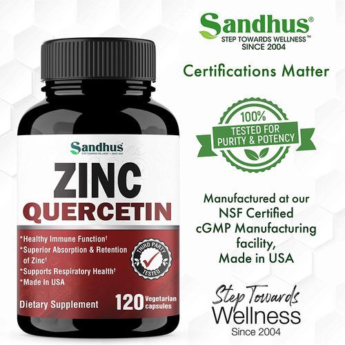 Quercetin 800mg With Zinc Chelate Complex 22mg, 120 Caps