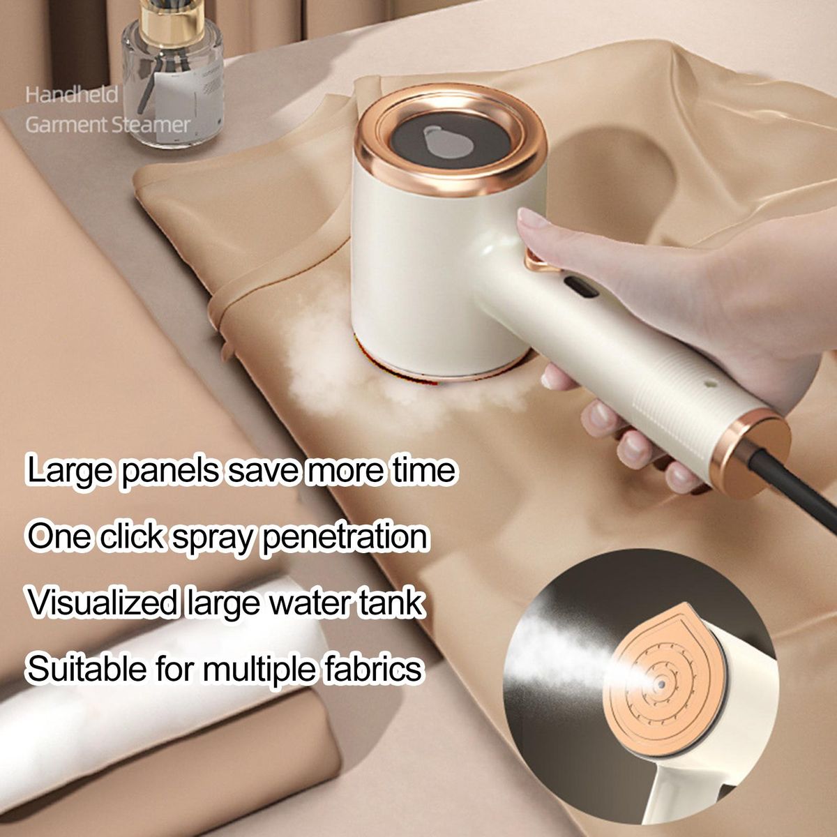 Garment Steamer Travel Steamer Iron with Visible Water Tank Portable Beige